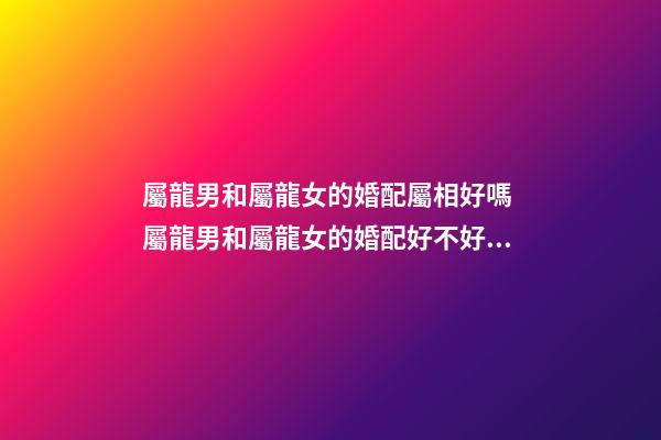 屬龍男和屬龍女的婚配屬相好嗎 屬龍男和屬龍女的婚配好不好，男屬龍和女屬龍配嗎-第1張-觀點-玄機派